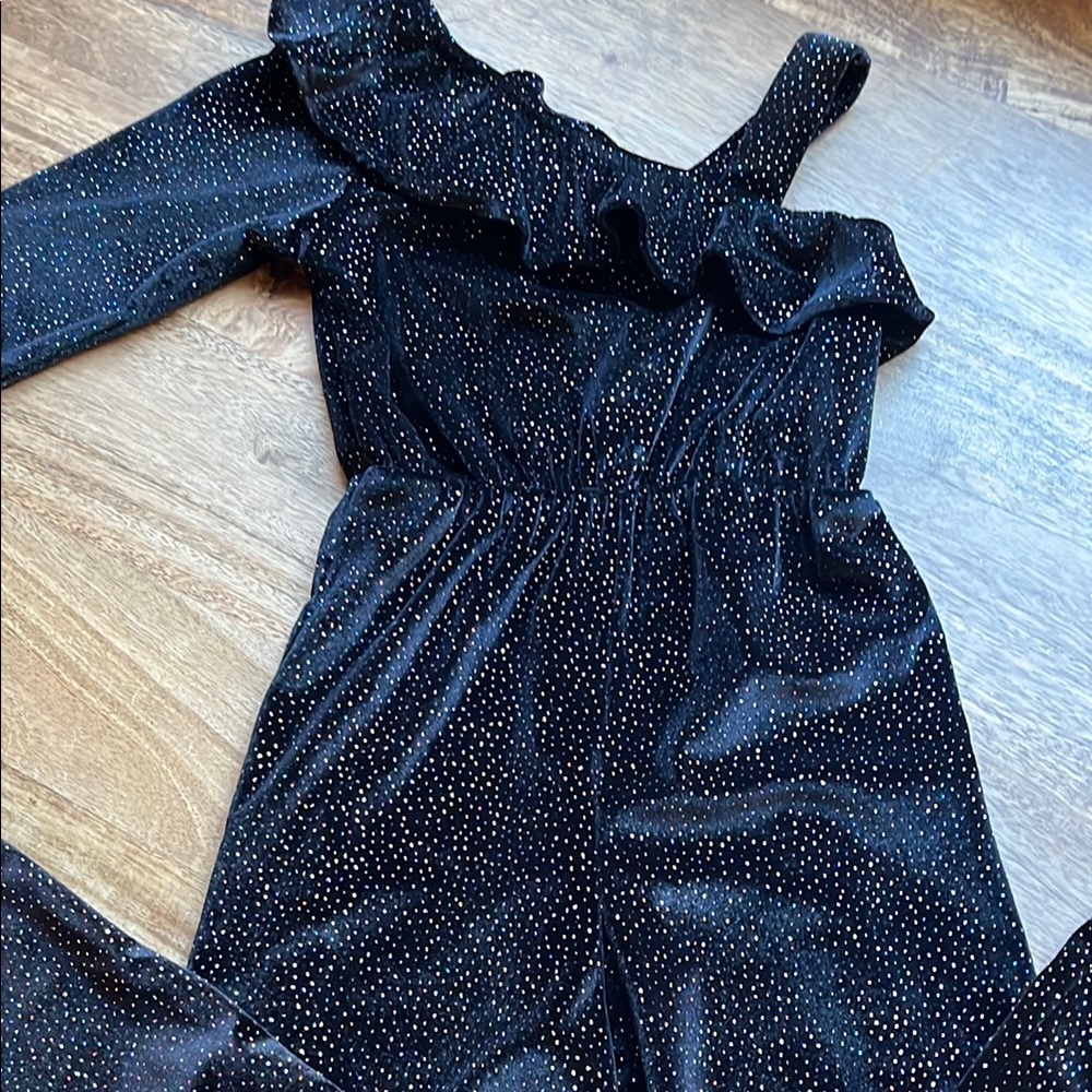 Zara Black Sparkle Jumpsuit with Iridescent Dots
